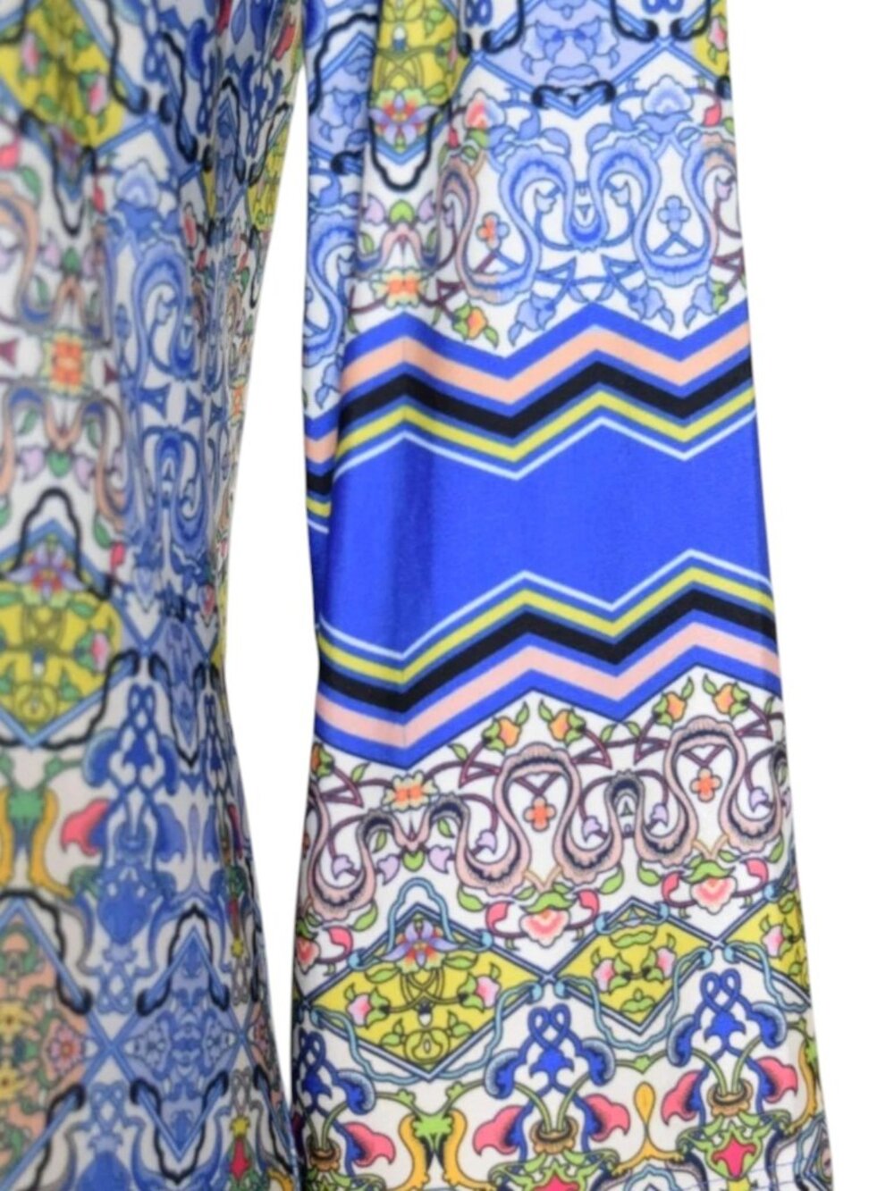 ISLE BY MELIS KOZAN GEOMETRIC PRINT BLUE WHITE 3/4 SLEEVE DRESS - Picture 4 of 8